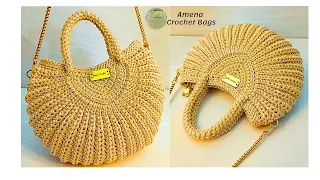 شنطة كروشيه فاخرة سهلة وسريعة التنفيذ 