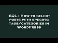 SQL How to select posts with specific in WordPress