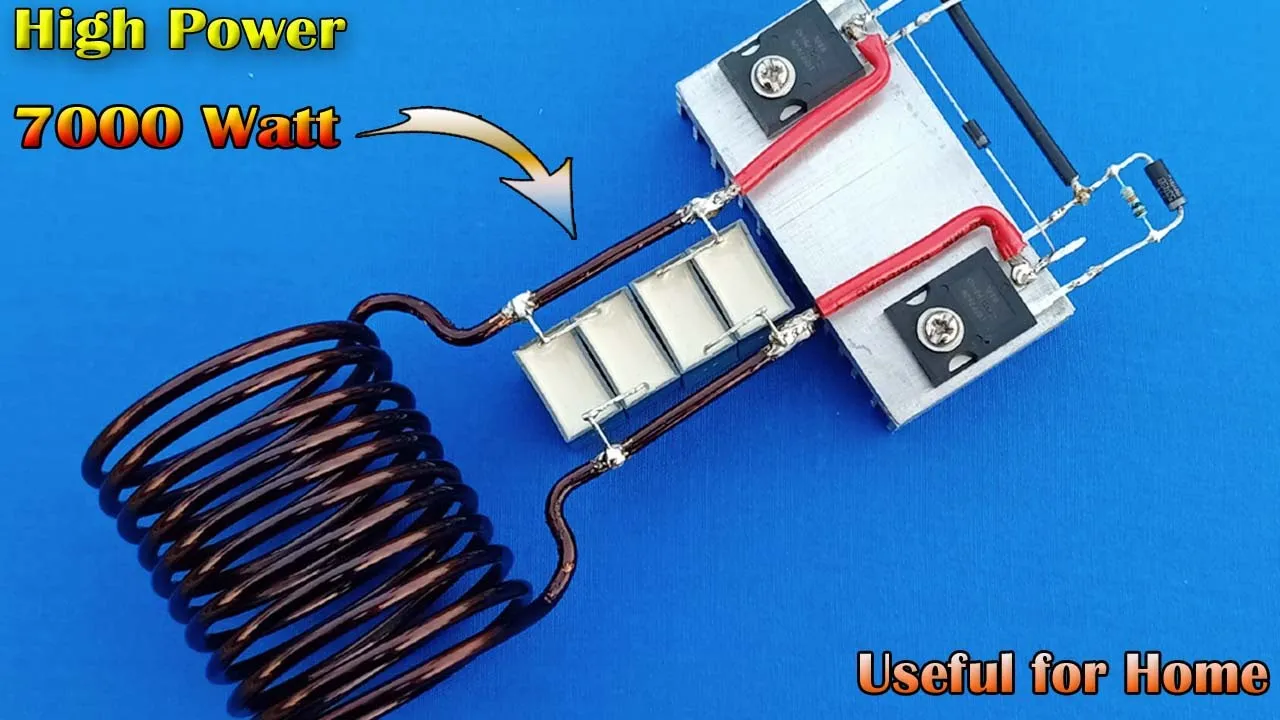 Very Simple High Power 7000W Induction Heater 12v DC Building a Powerful Induction Heater