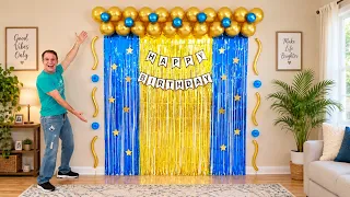 Decoración con Globos FÁCIL y RÁPIDA 😍 Idea para Cumpleaños Azul y Dorado