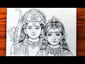 Ram sita drawing How to draw lord Rama and Sita Ramnavmi special Pencil sketch