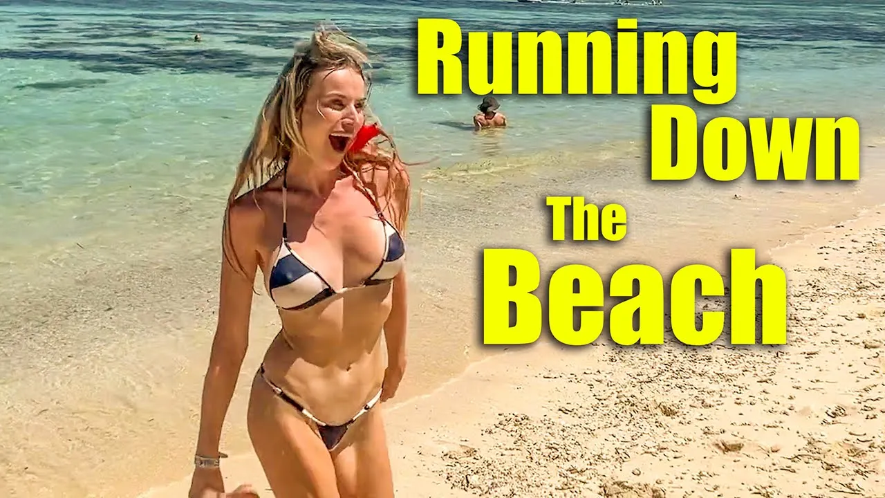 Running down the Beach in Bikinis