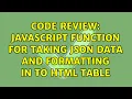 Code Review JavaScript function for taking JSON data and formatting in to HTML table