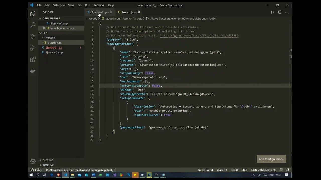 Como configurar el Visual Studio Code para depurar (debugging) en C/C++