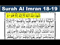 Surat Al Imran Ayat 18-19 | Surat Ali imran 18-19 | surah al imran ayat 18-19 | al imran ayat 18-19
