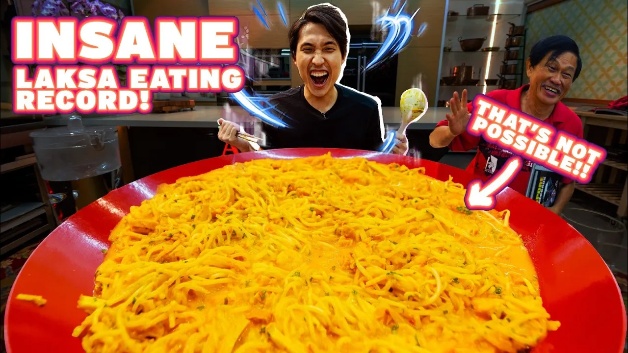 INSANE 20 SERVING LAKSA EATING RECORD!   Cooking and Eating Singapore