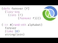 Avoid infinite recursion with lazy sequences Clojure rand-nth repeat cons lazy-seq repeatedly take