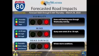 WYDOT Road Impact Forecast for Wednesday March 23