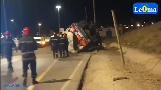 شاحنة  لنقل الكازوال تقلبات في الطريق واستنفار أمني كبير شوفو أش واقع في هذه اللحظات
