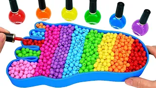 Satisfying Video l How to Make Rainbow Foot Bathtub with Mixing Beads Cutting ASMR | Funny Asmr