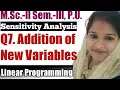 Sensitivity Analysis l Addition of New Variables l Post Optimality Analysis l