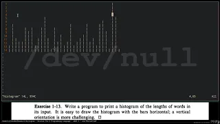 K R Exercise 1-13 Solution Vertical histogram version