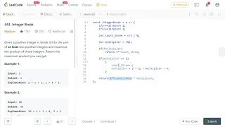 LeetCode 343 Medium Integer Break
