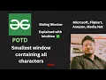 Smallest window containing all characters GFG POTD