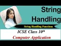 String Handling In Java String Function ICSE 10th Computer Application