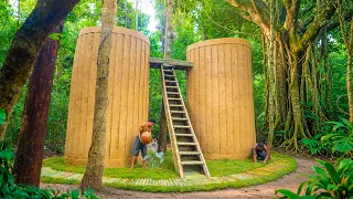 We Built Two Giant Clay Water Towers House in Deep Jungle 🌴💦 Jungle Survival