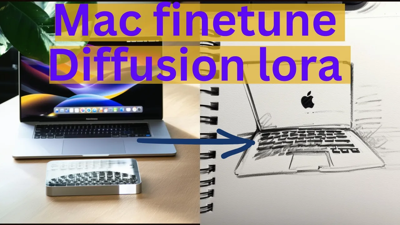 Macbook finetuning Lora for Stable Diffusion 3.5 Large - shouxin style sketch - Mac AI Tutorial Video Thumbnail