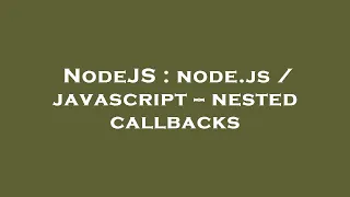 NodeJS node js javascript -