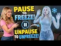 Blonde Woman Frozen by Remote Control