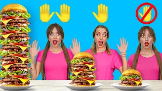 Download NO HANDS VS 2 HANDS VS 1 HAND CHALLENGE || Big VS Small Plate! 1000 Layers Of Food by 123 GO! FOOD MP3