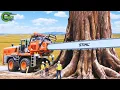 Lagu Mesin Pemotong Pohon Gergaji Mesin Besar Tercepat dan Ekstrem Berbahaya | Ekskavator Pembuang Tun...