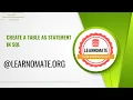 Create Table as statement in SQL Learnomate Technologies