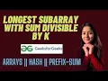 Longest Subarray with Sum Divisible by K GeeksforGeeks Problem of the Day Must Watch