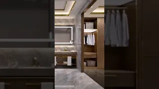 تصميم حمام مندمج معا غرفة ملابس 