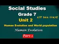 Grade 7 Social studies unit 2 part 1 Human evolution and World population Human Evolution