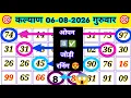 Kalyan Matka Today 06-08-2026 kalyan trick today Kalyan Jodi chart