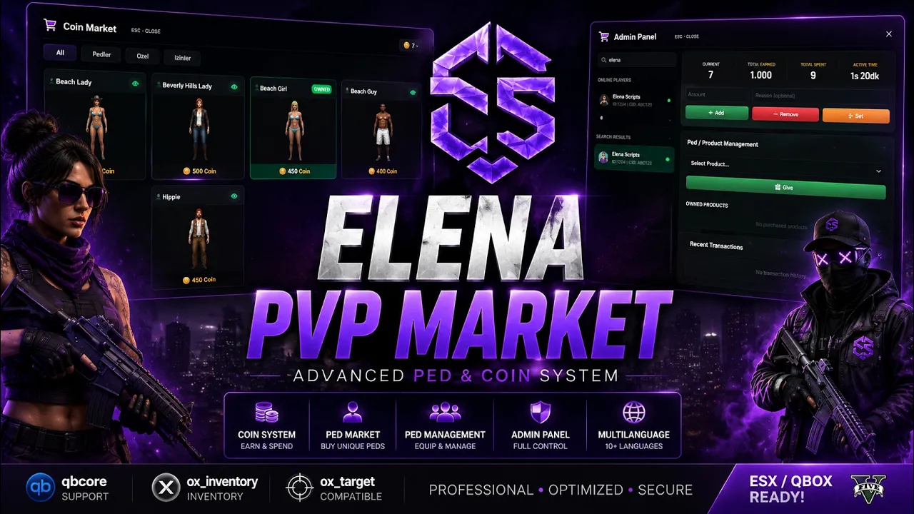 Elena Ped Market - Premium 3D Ped System | QBox/QBCore/ESX