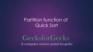Partition Function of Quick Sort GeeksforGeeks