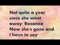 Rosanna! TOTO!  Lyrics!