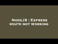 NodeJS Express route not working