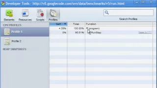 Google Chrome Developer Tools Profiling and optimizing