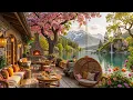 Download Lagu Cozy Spring Coffee Shop Ambience by the Lakeside 🌤️ Morning Tranquil Jazz For Stress Relief, Study
