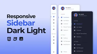 Responsive Sidebar Menu Using HTML CSS And JavaScript Dark Light Mode