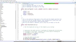 Java programming allows user to draw an American Flag at a given position and given size