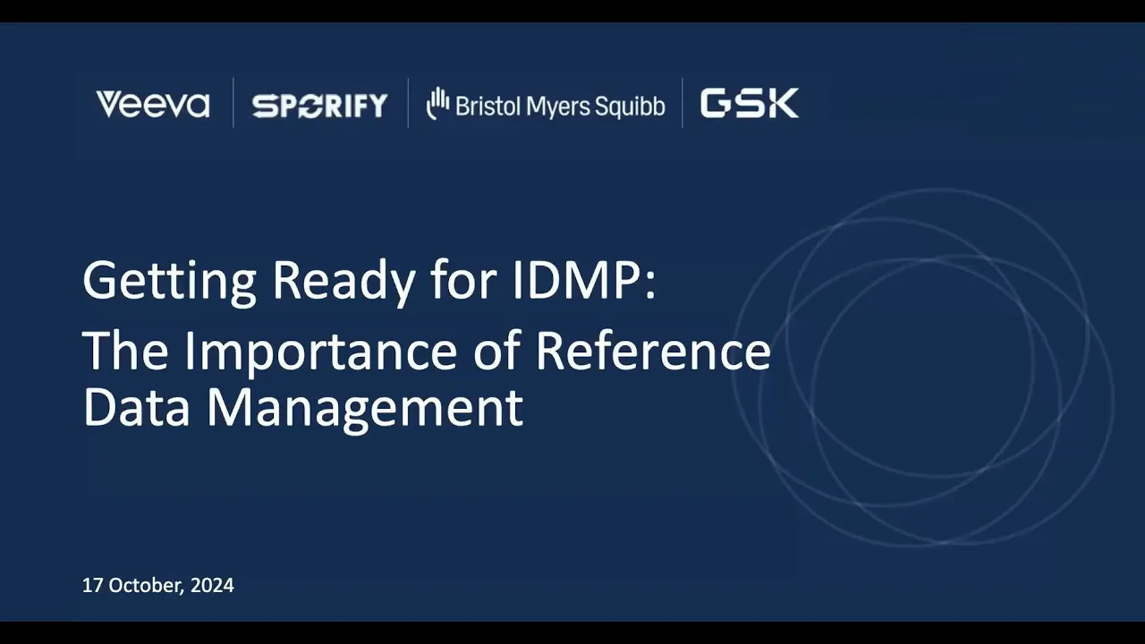 Sporify and Veeva Webinar: Getting Ready for IDMP: The Importance of Reference Data Management