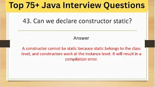Top 75 Java Tricky Interview Questions - Can we declare constructor static