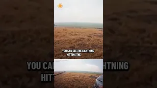 shows highway patrol officers barely escaping lightning strike during manhunt
