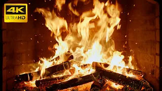 🔥 Wood Burning Fireplace (NO MUSIC) with WARM HEARTH SOUNDS AND EVENING SILENCE for Gentle Rest