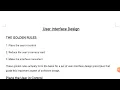 The Golden rules - User Interface design