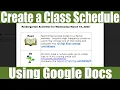Create A Class Schedule Using Google Docs