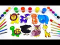 Create \u0026 Learn Animals with Colorful Paints 🦁🐢🐘 Best Preschool Toddler Learning Video