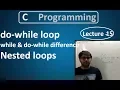 do-while loop Nested loops while and do-while difference Lecture-15 C programming Hindi