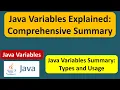 Java Variables Explained Comprehensive Summary Java Tutorial