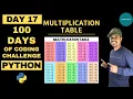 Day Multiplication Table Python tutorials for beginners 100 days of Coding Challenge