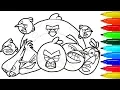 Angry Birds 3 Coloring Pages Colouring Pages for Kids with Colored Markers