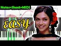 Lagu Dastaan-E-Om Shanti Om - Notes+Sheet+MIDI - EASY Piano Tutorial